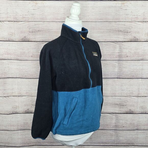Women's L.L.Bean Sweater Fleece Blue Color Block Half-Zip Pullover Small Petite - Picture 6 of 8